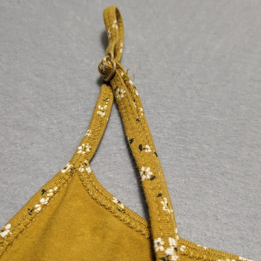 American Eagle Tank Women's Medium Tan Gold Floral Baby Tee Y2K EUC - Picture 5 of 9